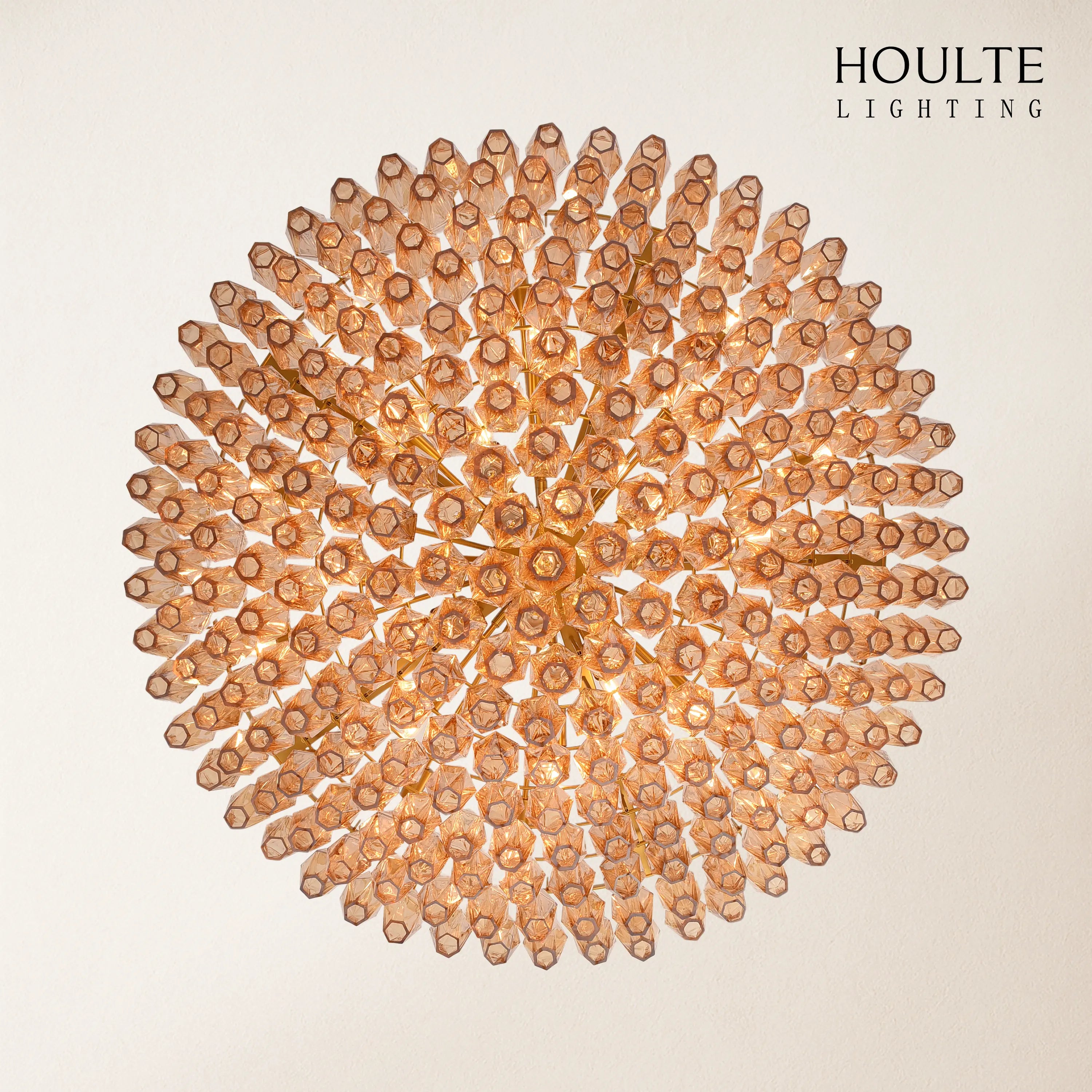 Celestial Drop Round Crystal Glass Chandelier 48''D