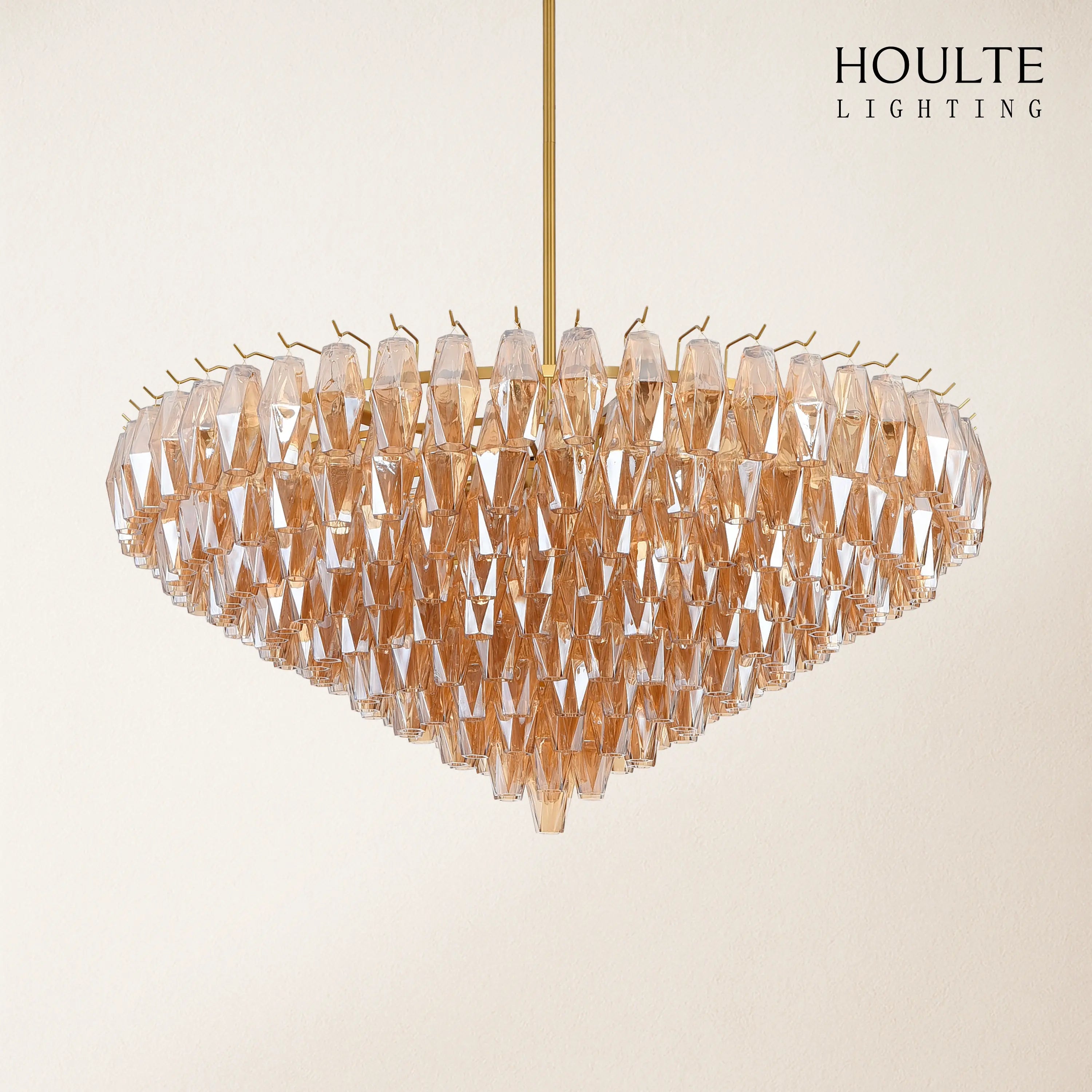Celestial Drop Round Crystal Glass Chandelier 48''D