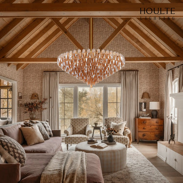 Celestial Drop Round Crystal Glass Chandelier 48''D