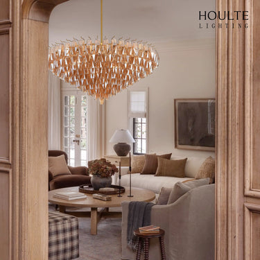 Celestial Drop Round Crystal Glass Chandelier 48''D