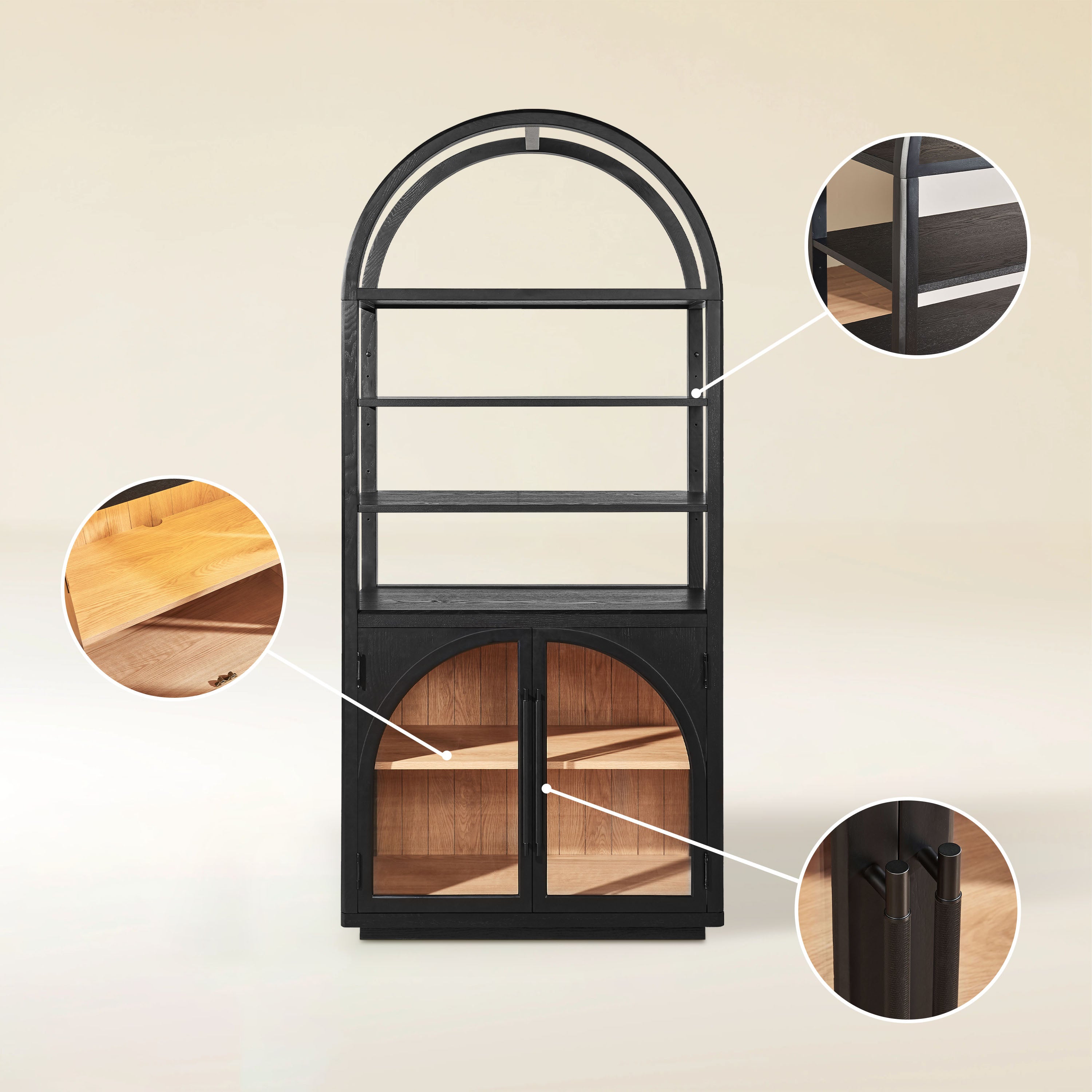 Alvar Arched Bookcase with Cabinet