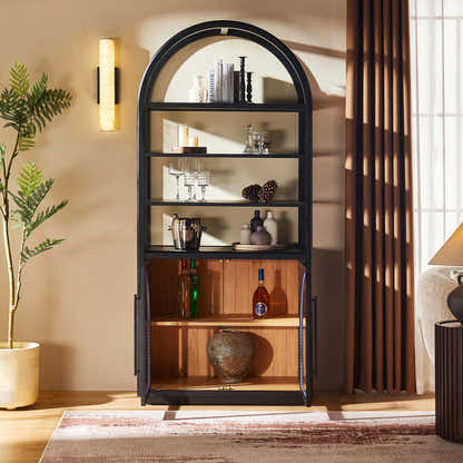 Alvar Arched Bookcase with Cabinet 79"H