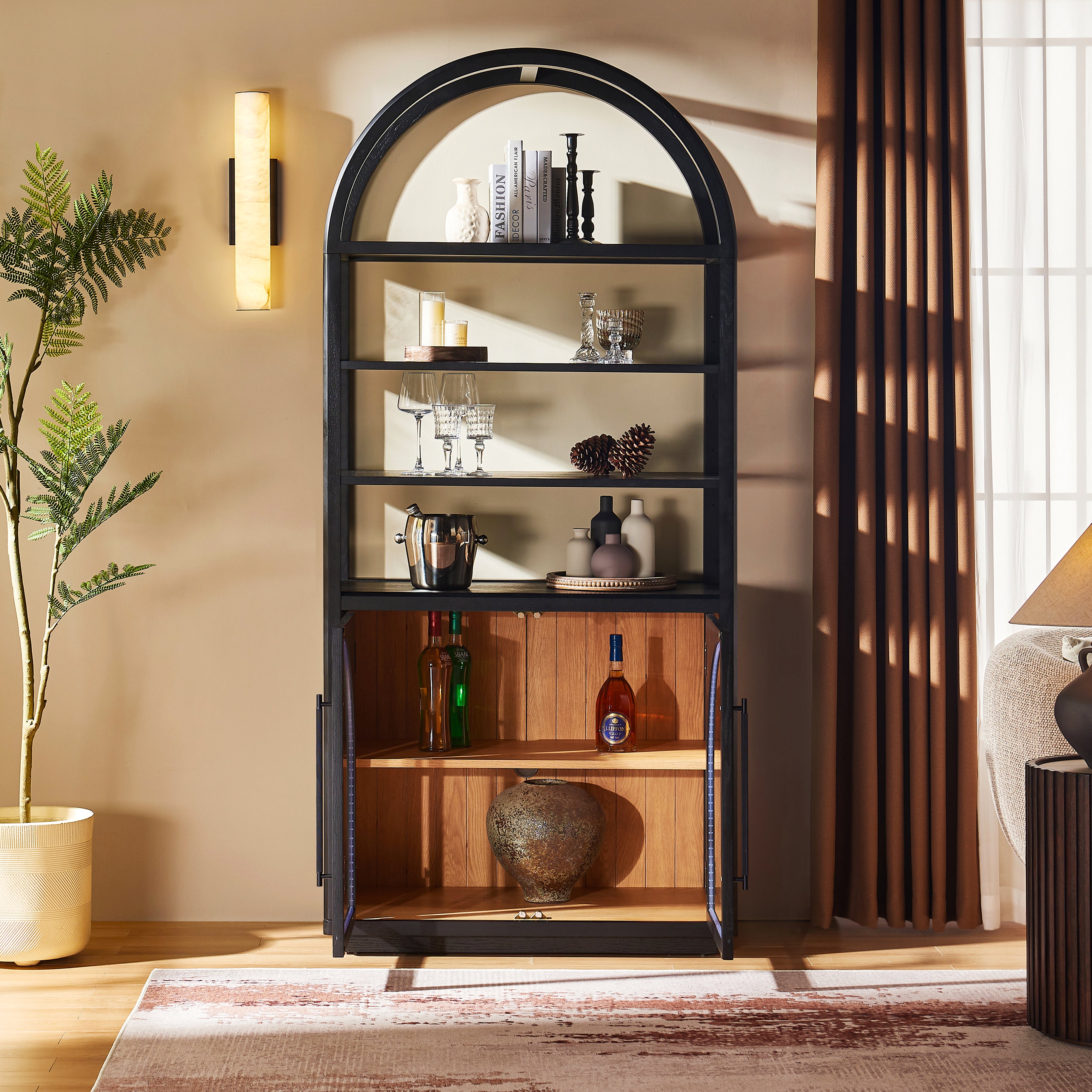 Alvar Arched Bookcase with Cabinet