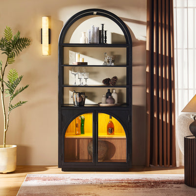 Alvar Arched Bookcase with Cabinet 79"H