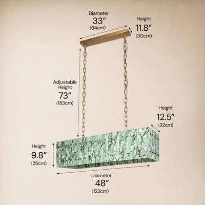 Pietra Green Marble Rectangular Chandelier 48"W