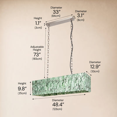 Pietra Forest Green Marble Rectangular Chandelier 48"W