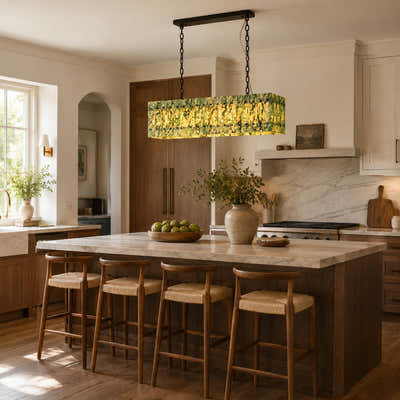 Pietra Green Marble Rectangular Chandelier 48"W