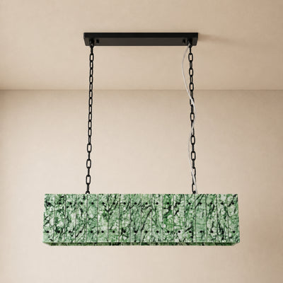 Pietra Forest Green Marble Rectangular Chandelier 48"W