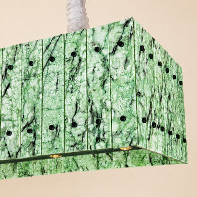 Pietra Forest Green Marble Rectangular Chandelier 48"W