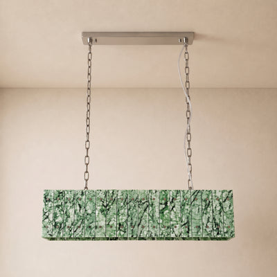 Pietra Forest Green Marble Rectangular Chandelier 48"W