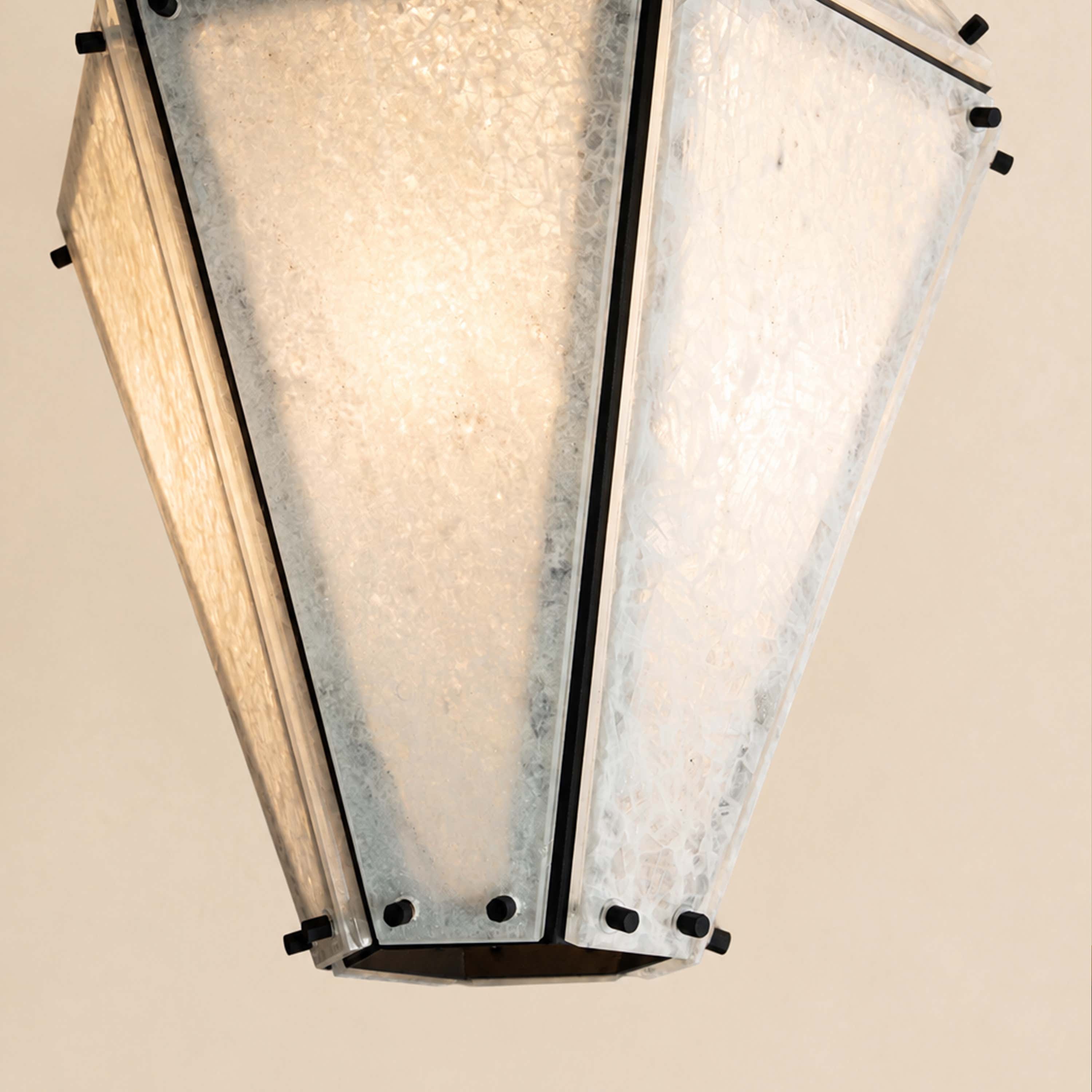 Pietra White Marble Hexagonal Lantern Pendant 13.7"D