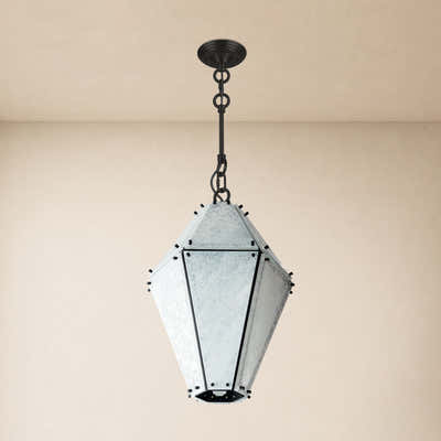 Pietra White Marble Hexagonal Lantern Pendant 13.7"D