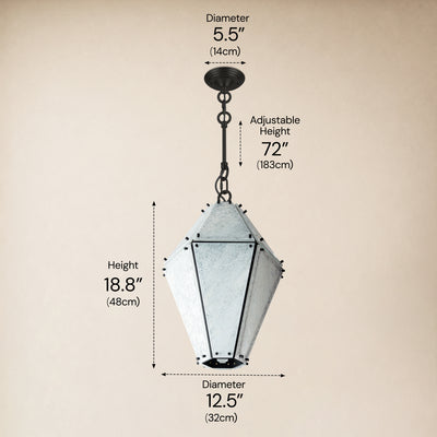Pietra Blue Marble Lantern Pendant 13.7"D