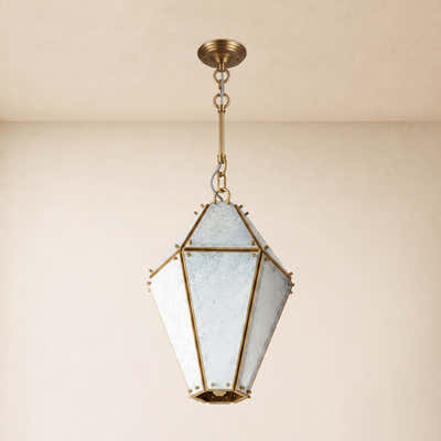 Pietra White Marble Hexagonal Lantern Pendant 13.7"D