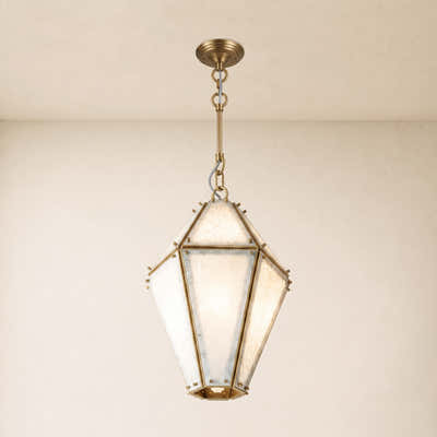 Pietra White Marble Hexagonal Lantern Pendant 13.7"D