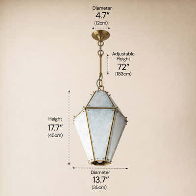 Pietra White Marble Hexagonal Lantern Pendant 13.7"D