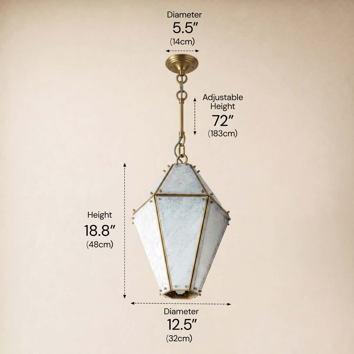 Pietra Blue Marble Lantern Pendant 13.7"D dimensions 2
