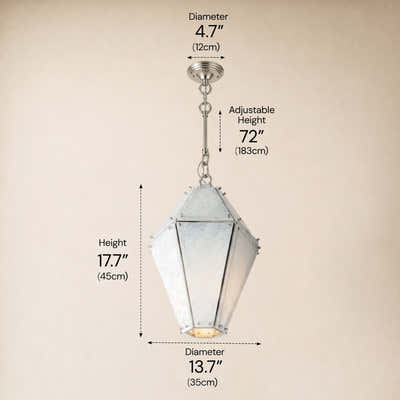 Pietra White Marble Hexagonal Lantern Pendant 13.7"D