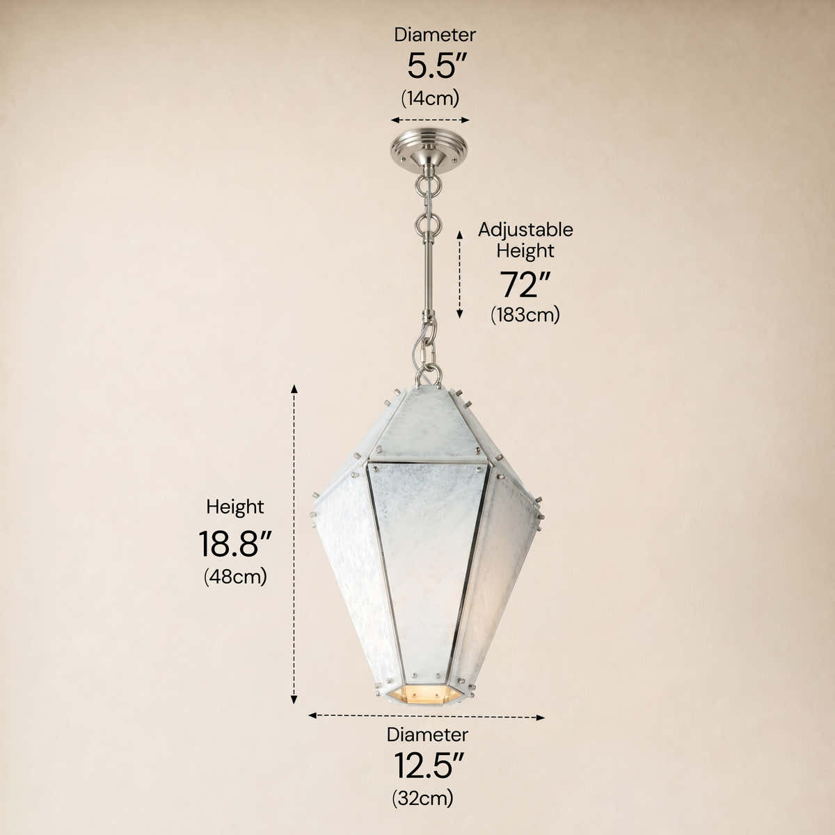Pietra Blue Marble Lantern Pendant 13.7"D dimensions 1