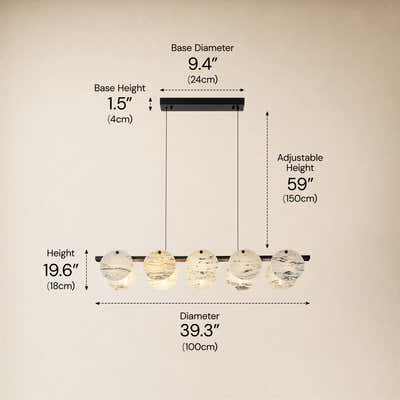 Pietra White Alabaster Round Disc Linear Chandelier 39.3"W