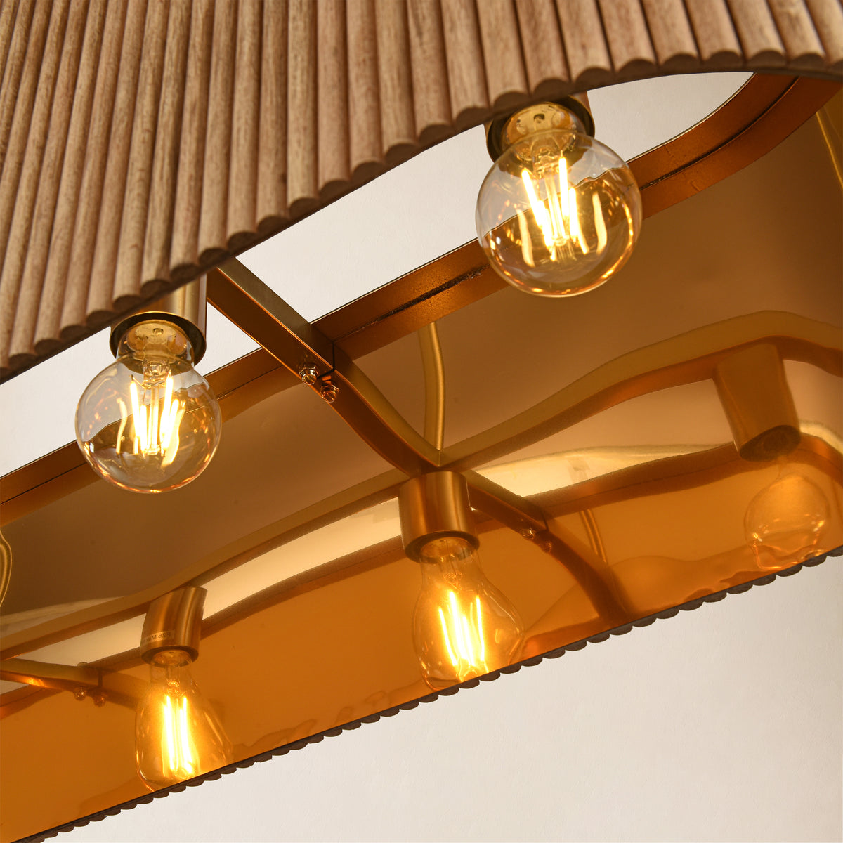 Eldwyne Oak Ribbed Rectangular Chandelier 43.5"W