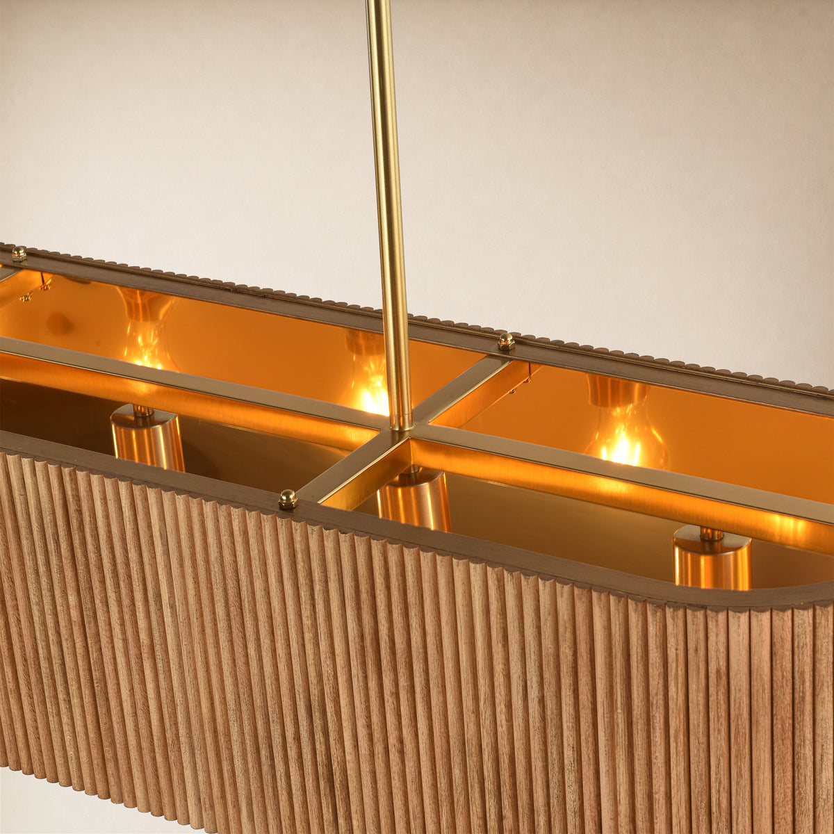 Eldwyne Oak Ribbed Rectangular Chandelier 43.5"W