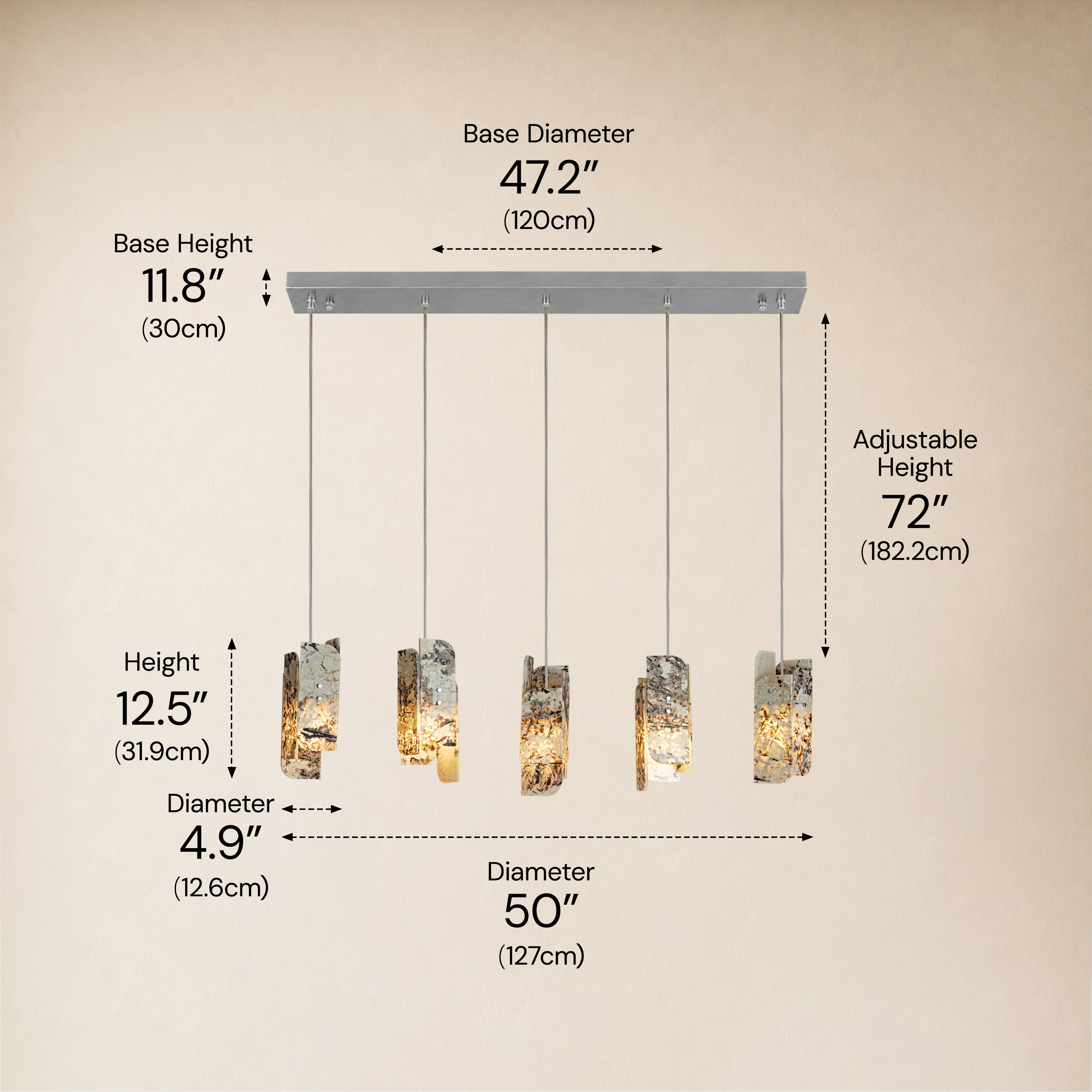 Pietra Quartzite Linear Chandelier 50"W