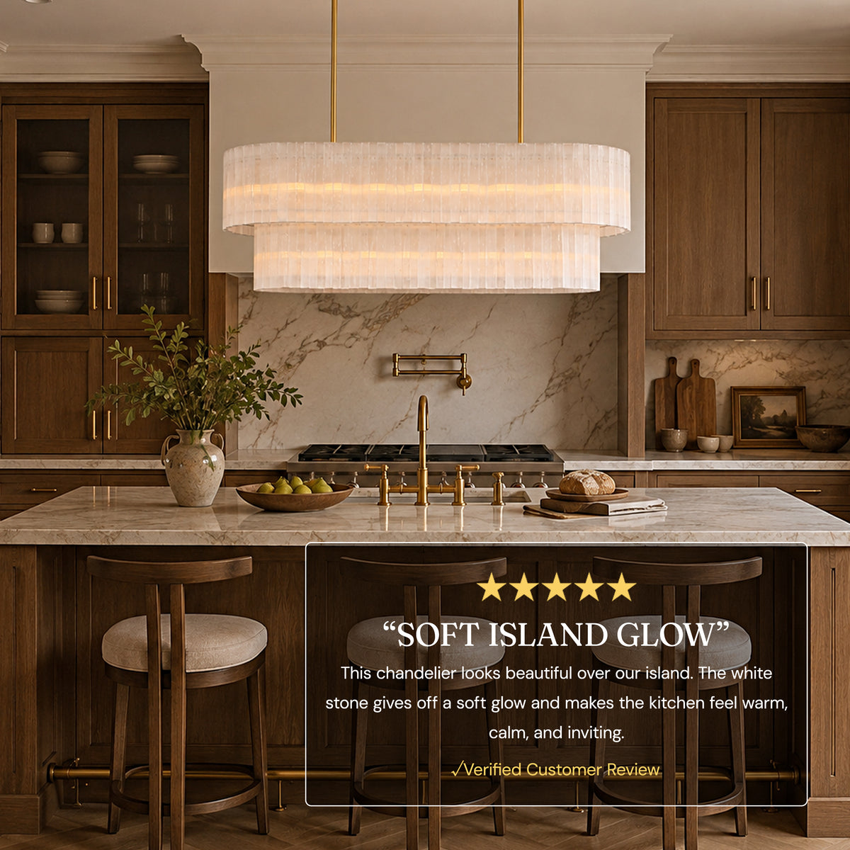 Selara Selenite Oval Chandelier 54"W