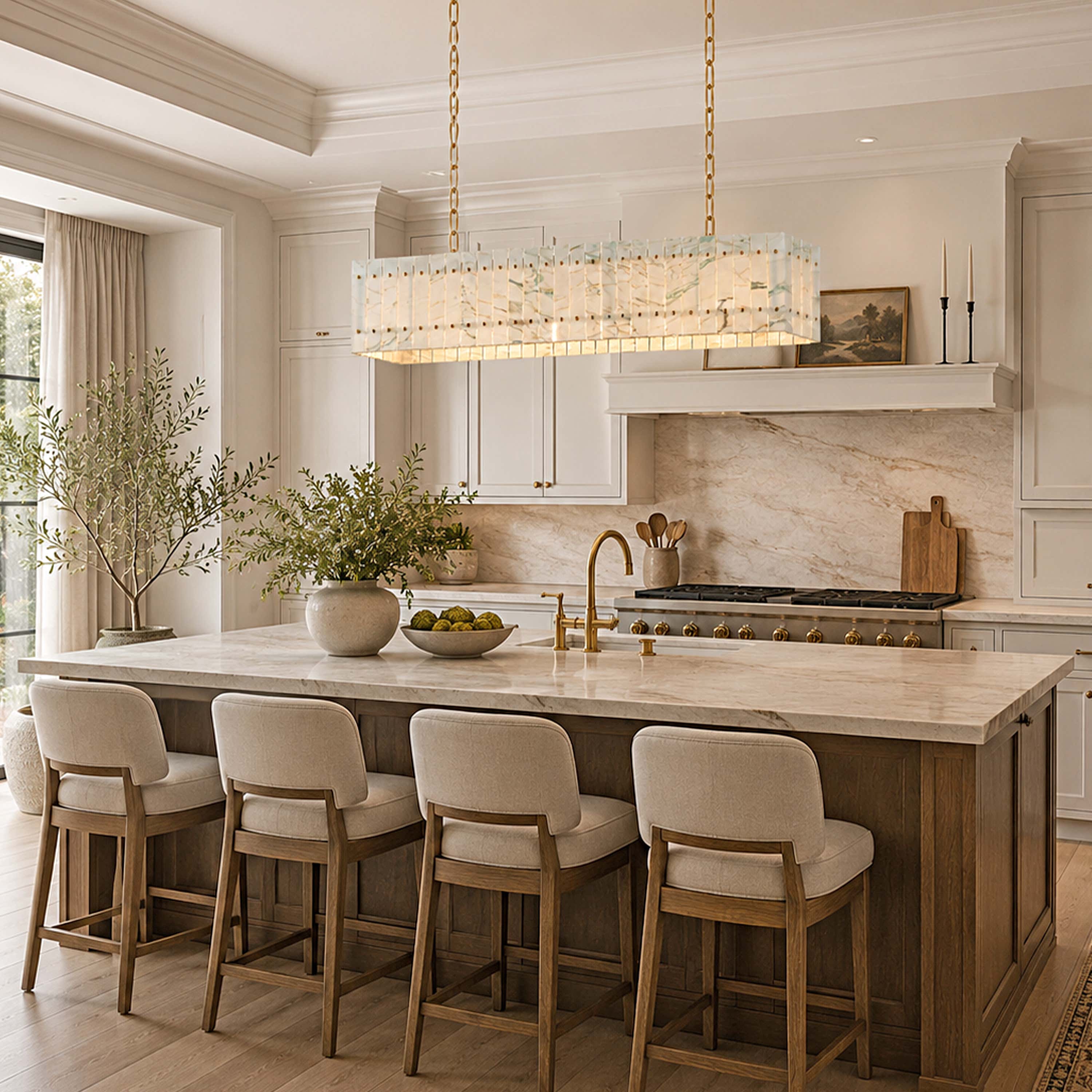 Pietra Quartzite Rectangular Chandelier 55.1"W