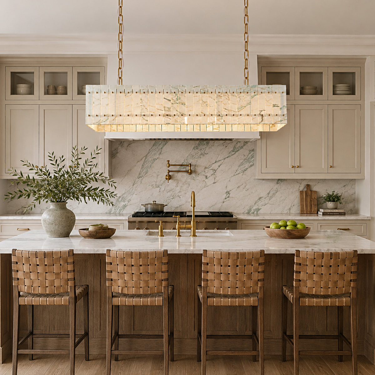Pietra Quartzite Rectangular Chandelier 55.1"W