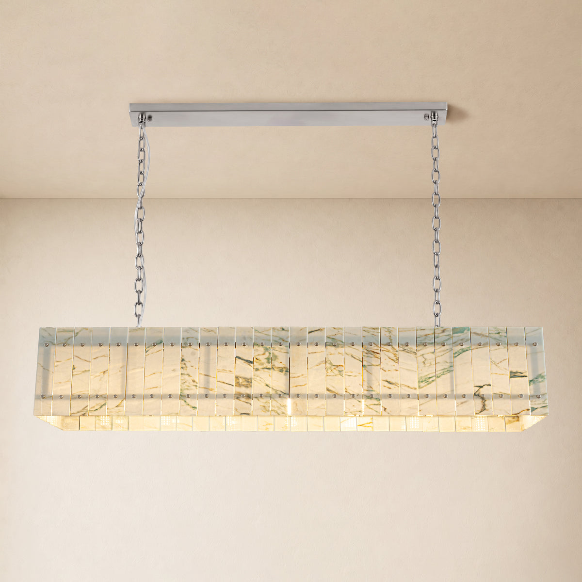 Pietra Quartzite Rectangular Chandelier 55.1"W