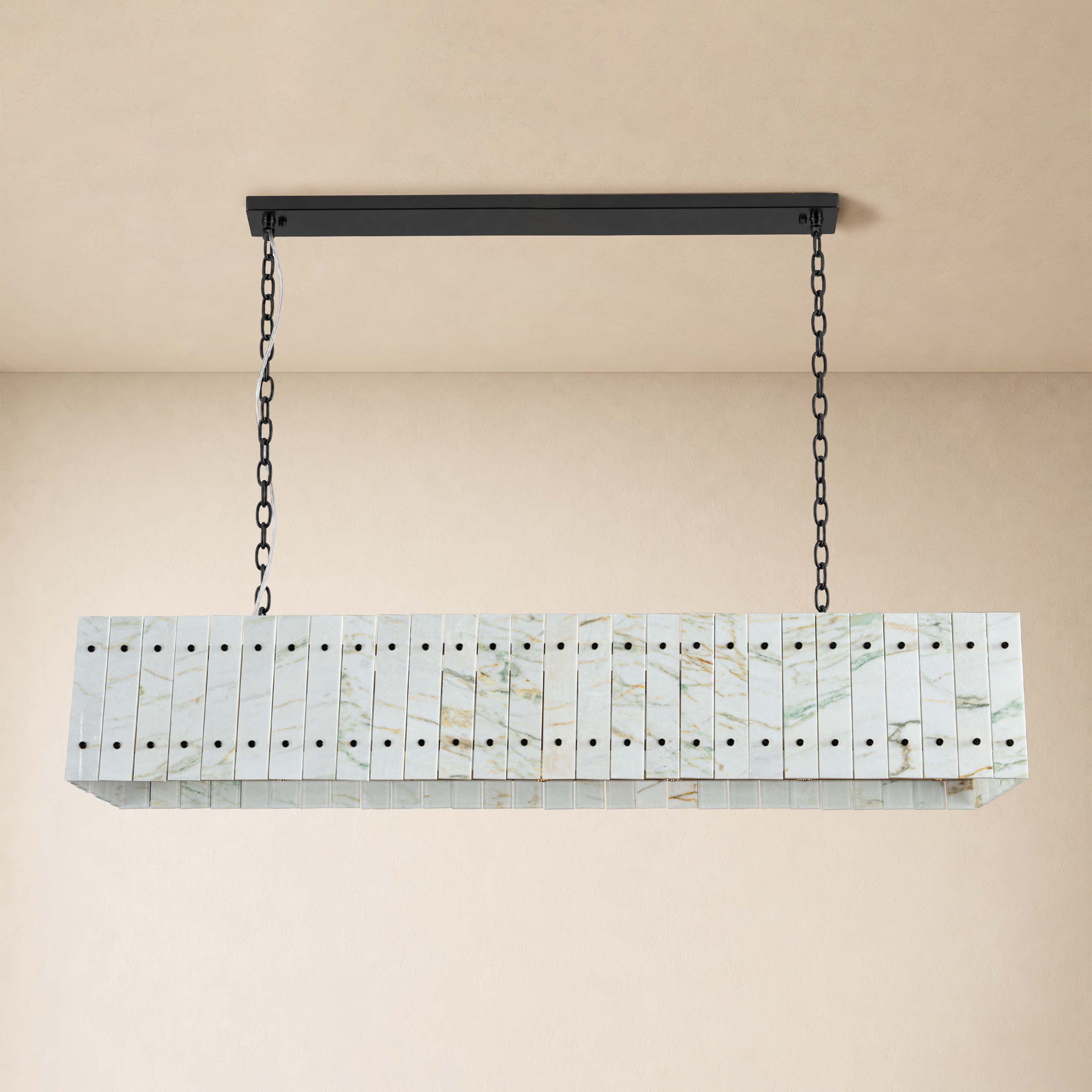 Pietra Quartzite Rectangular Chandelier 55.1"W