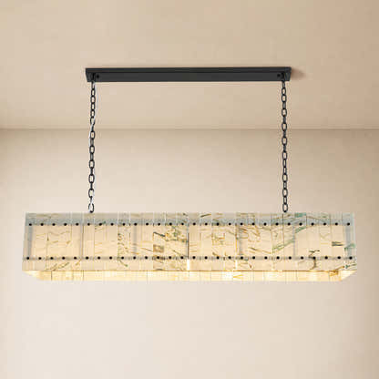 Pietra Quartzite Rectangular Chandelier 55.1"W