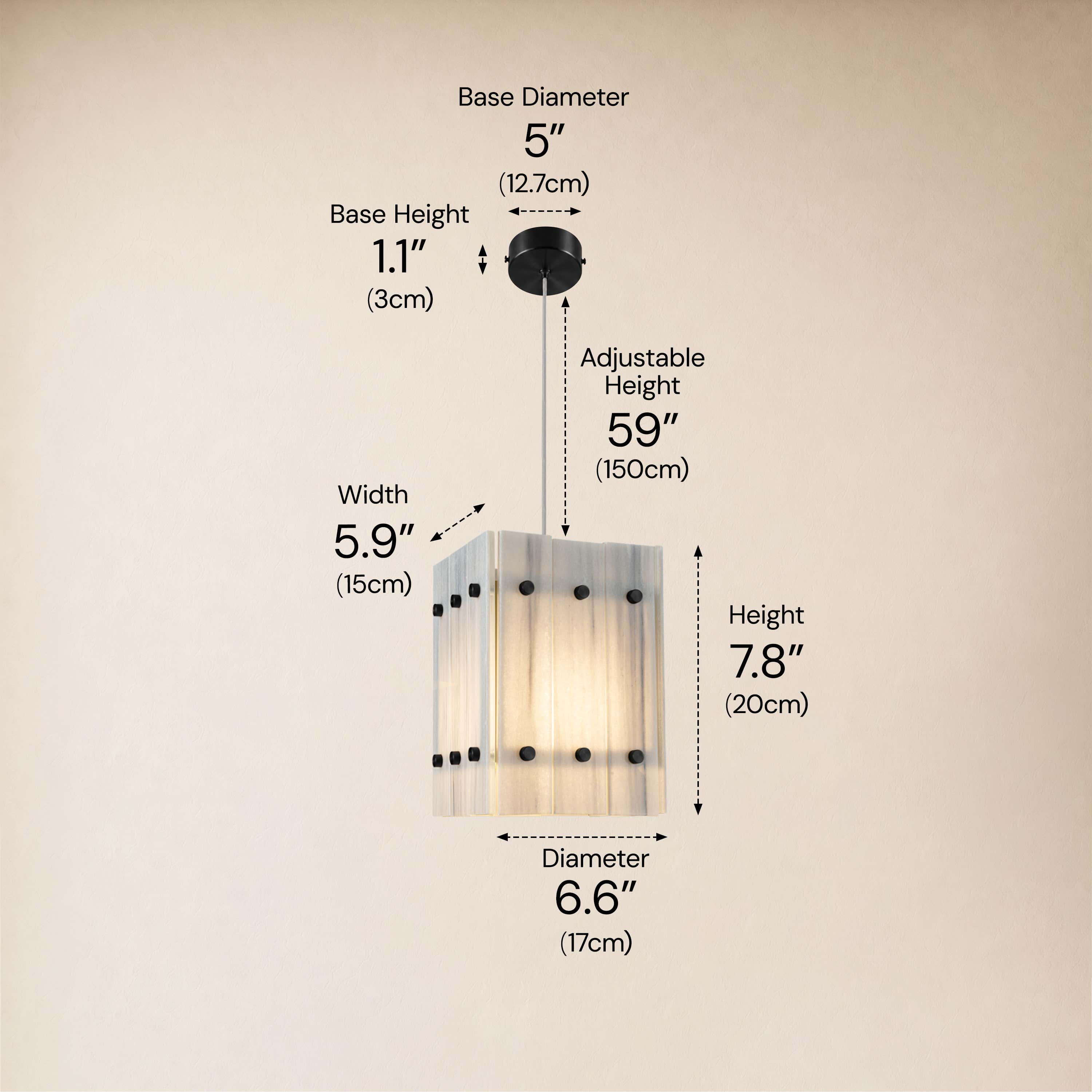 Pietra Marble Round Pendant Light 6.6"D