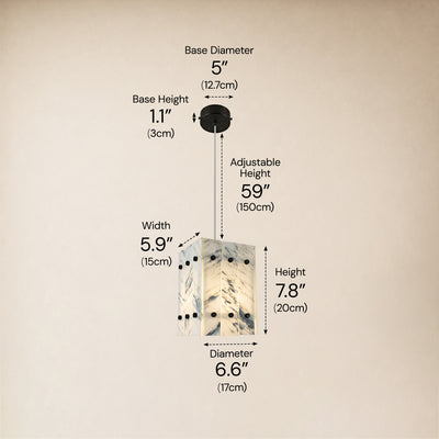 Pietra Quartz Box Pendant 6.6"W