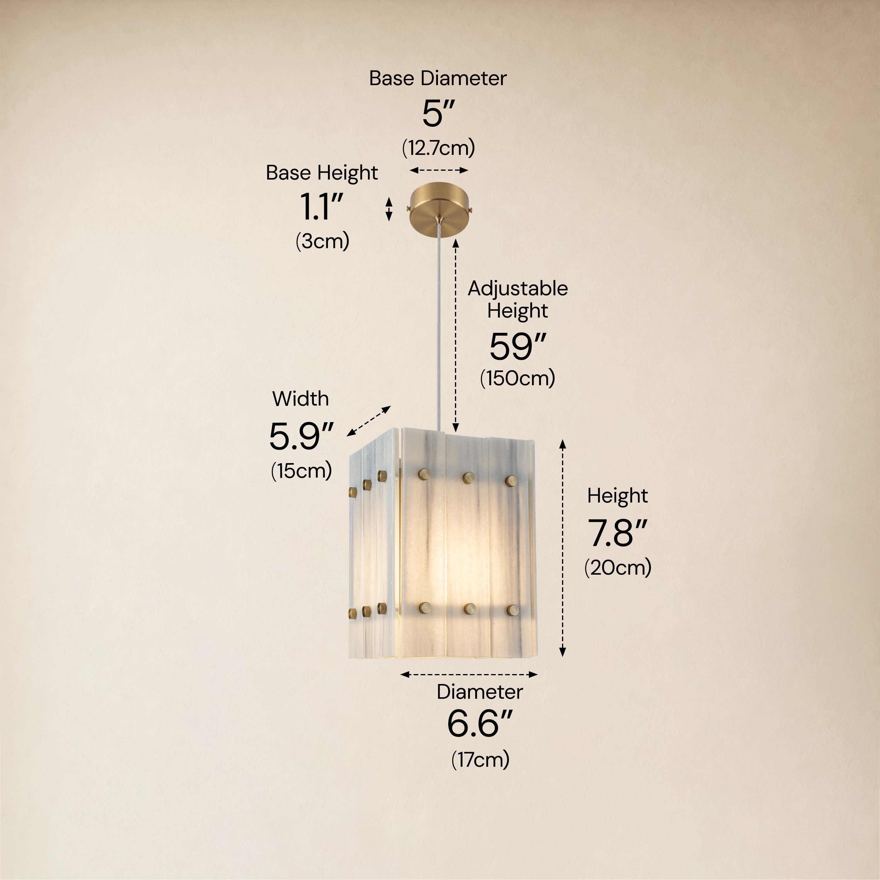Pietra Marble Round Pendant Light 6.6"D