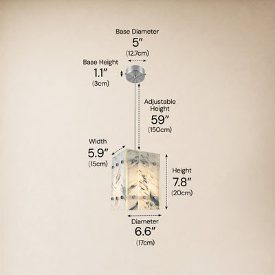 Pietra Quartz Box Pendant 6.6"W
