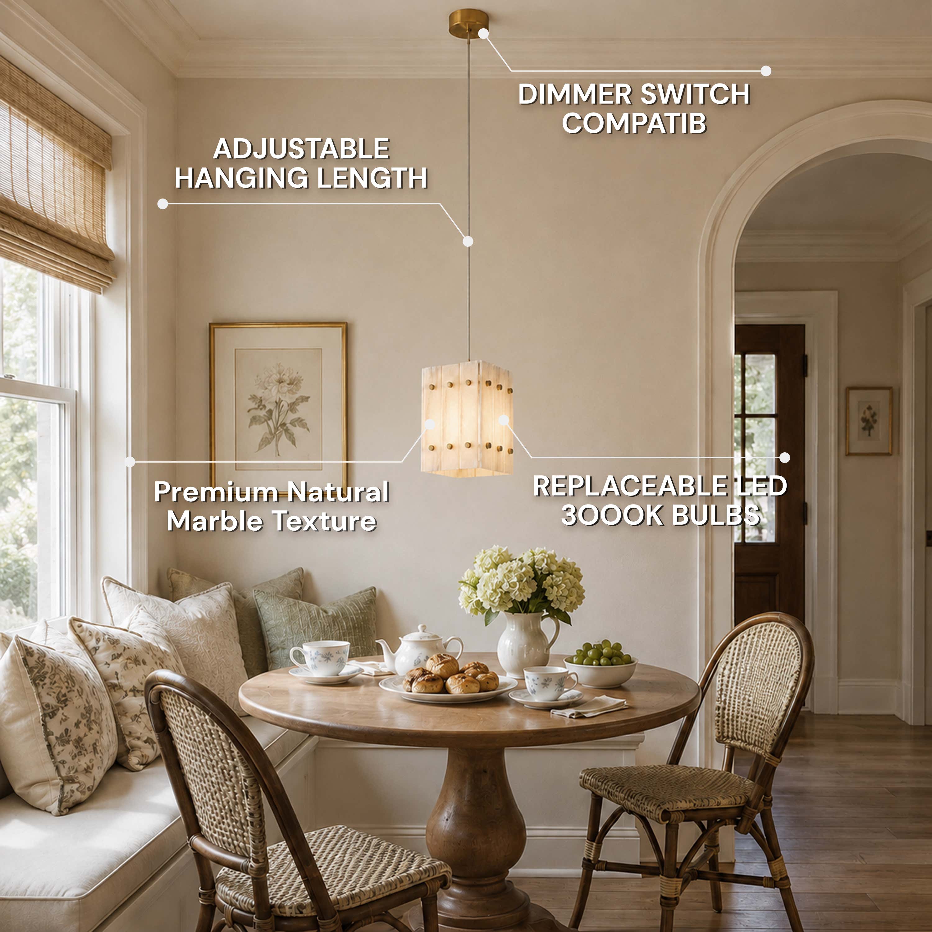 Pietra Marble Round Pendant Light 6.6"D