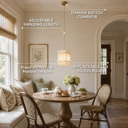 Pietra Marble Round Pendant Light 6.6"D