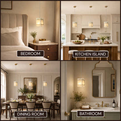 Pietra Green Marble Box Pendant 6.6"W