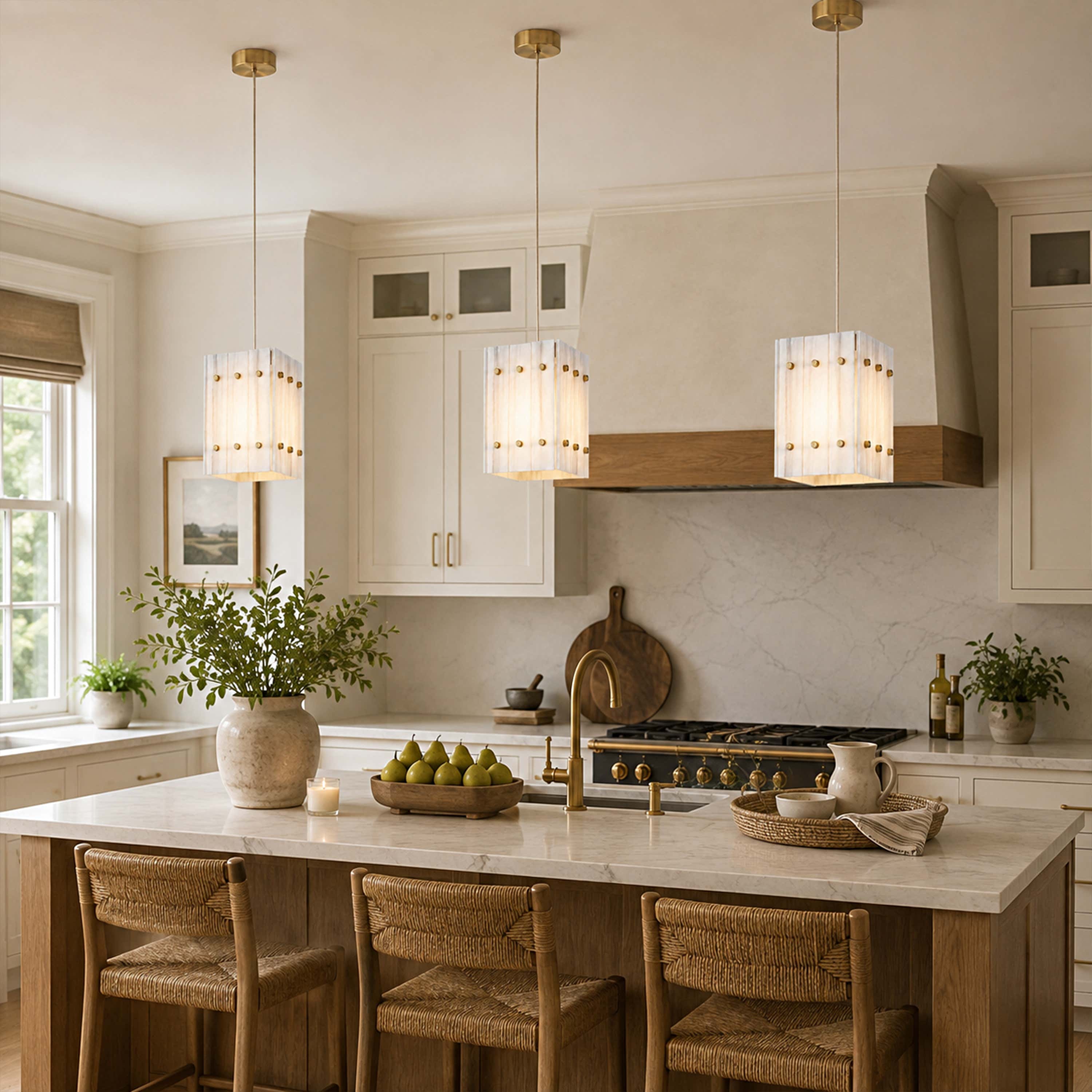 Pietra Marble Round Pendant Light 6.6"D