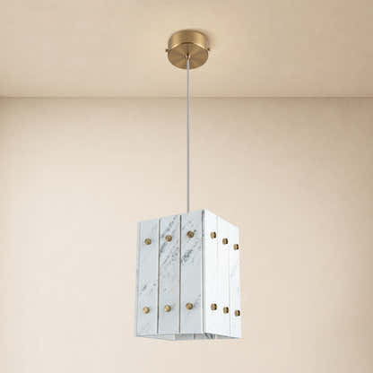 Pietra White Stone Box Pendant 6.6"W