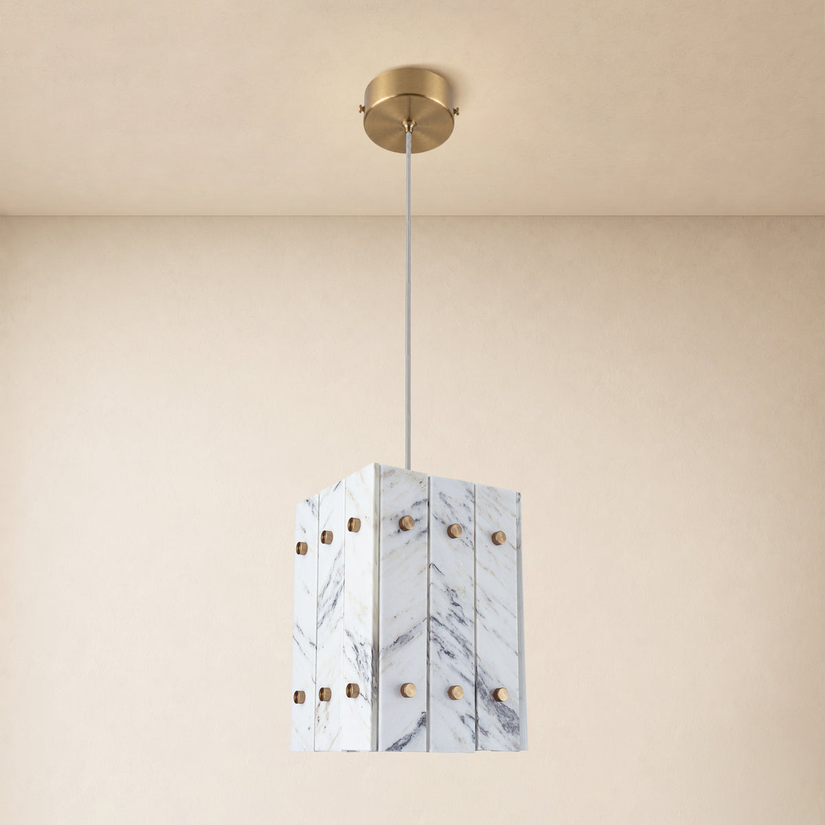 Pietra Quartz Box Pendant 6.6"W