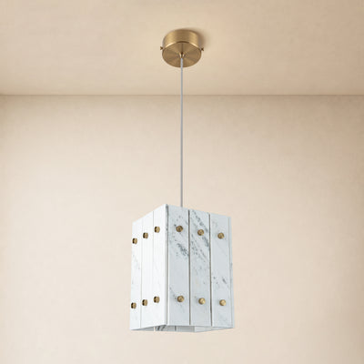 Pietra White Stone Box Pendant 6.6"W