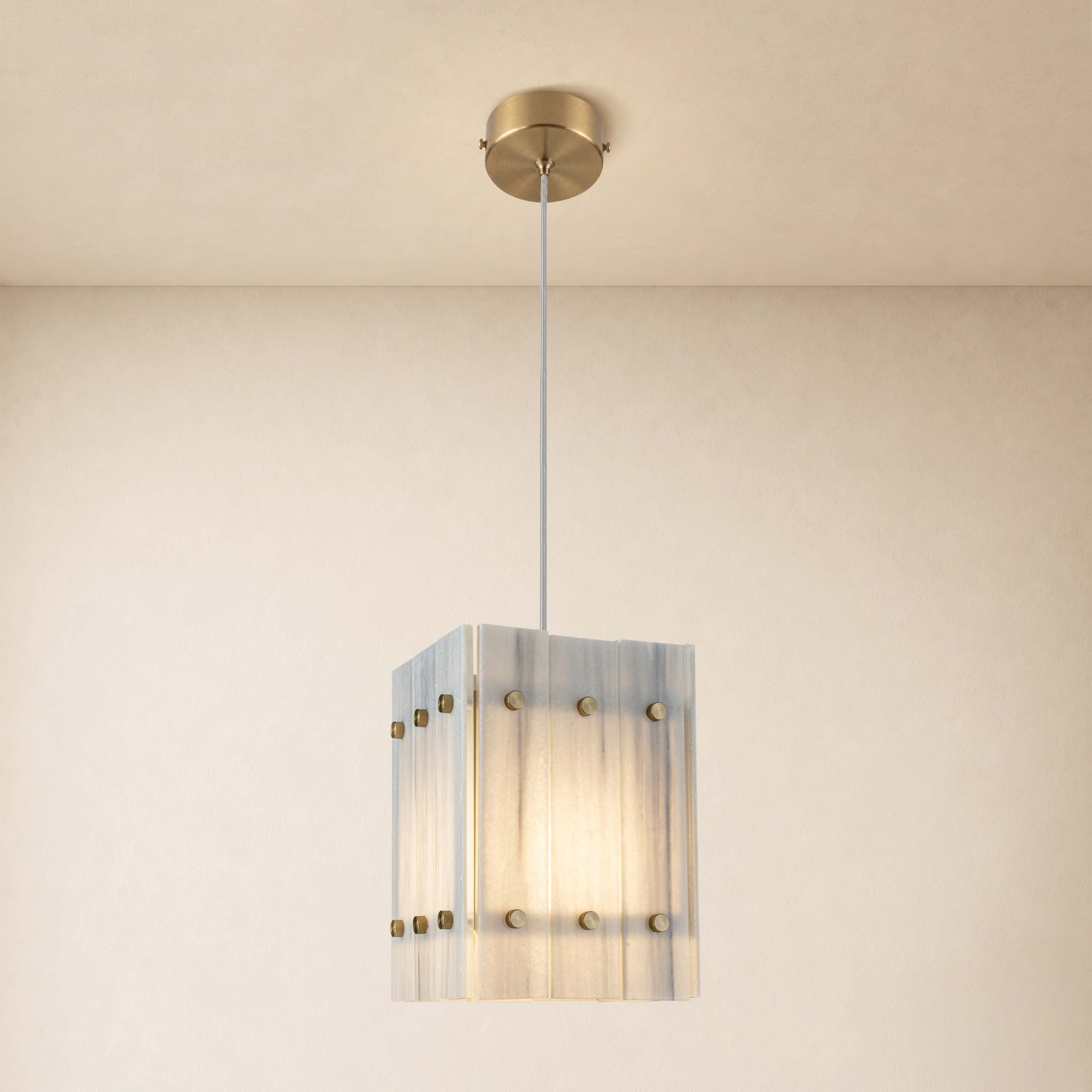 Pietra Marble Round Pendant Light 6.6"D