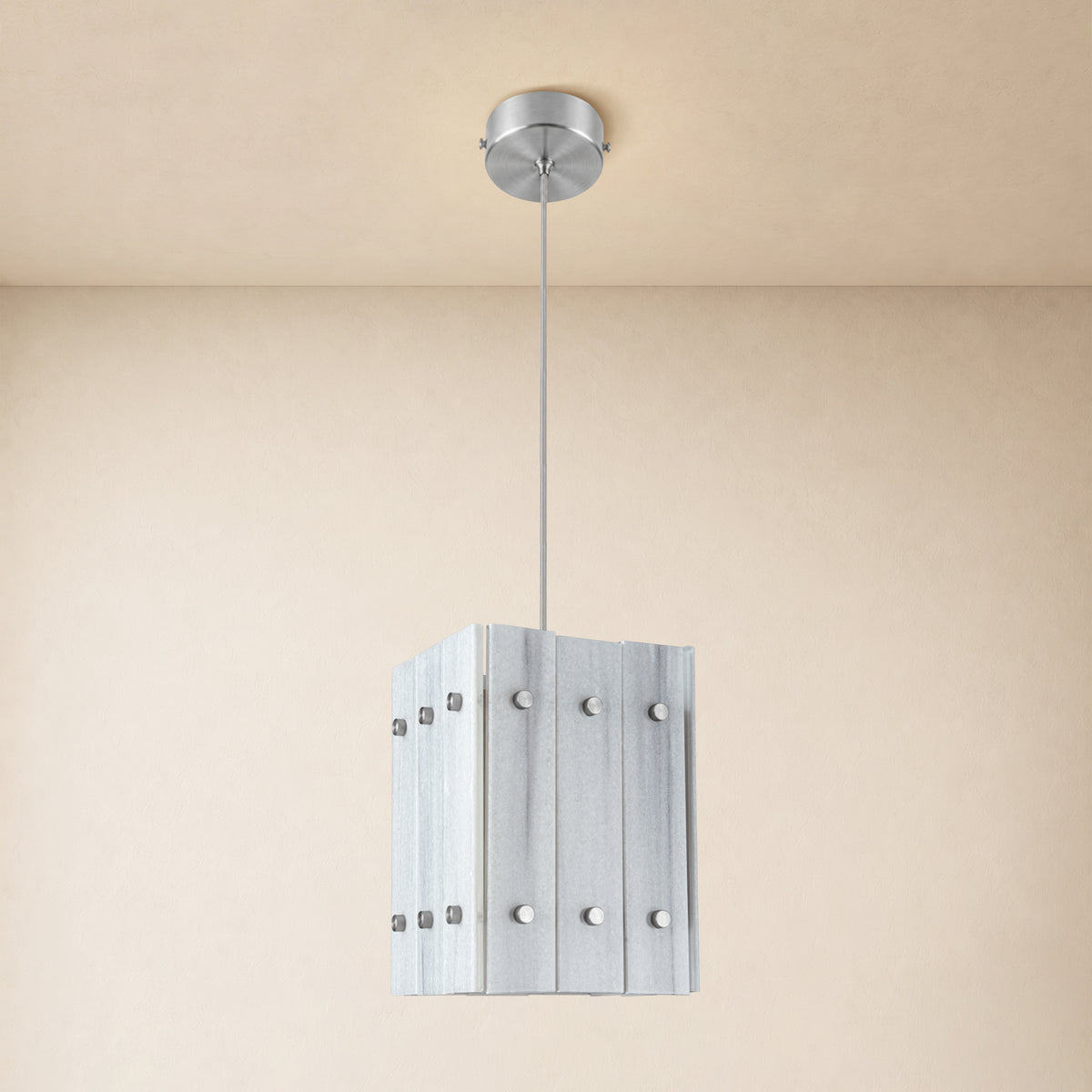 Pietra White Marble Box Pendant Light 6.6"W