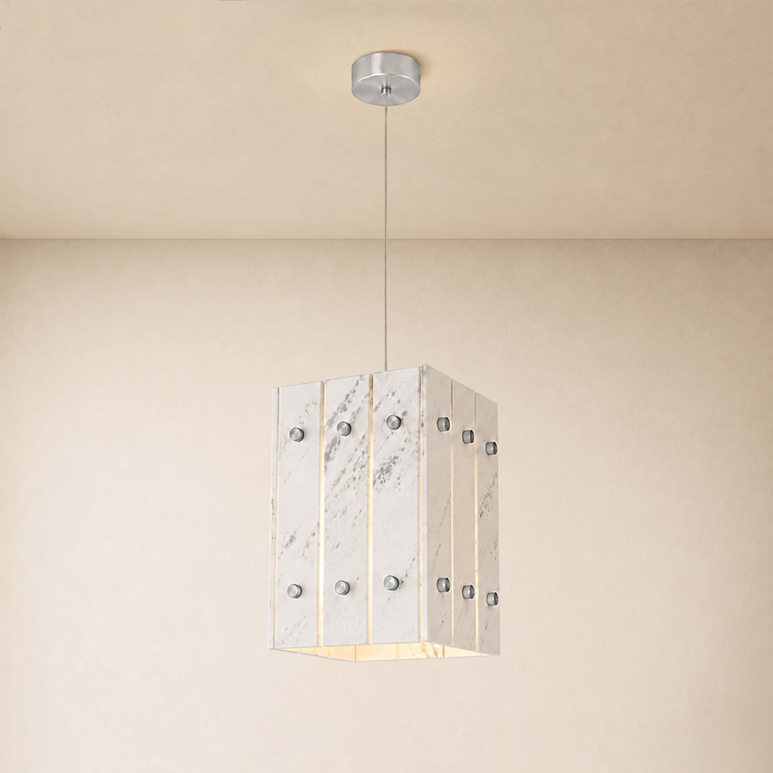 Pietra White Stone Box Pendant 6.6"W