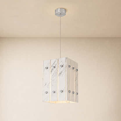 Pietra White Stone Box Pendant 6.6"W