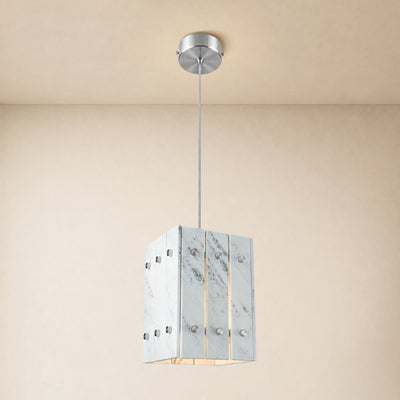 Pietra White Stone Box Pendant 6.6"W
