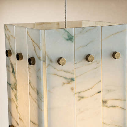 Pietra Green Marble Box Pendant 6.6"W